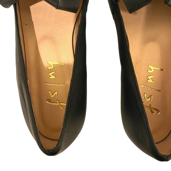 French Sole NY Black Loafers with Leather Weaving Size 7 1/2 B - Picture 3 of 4